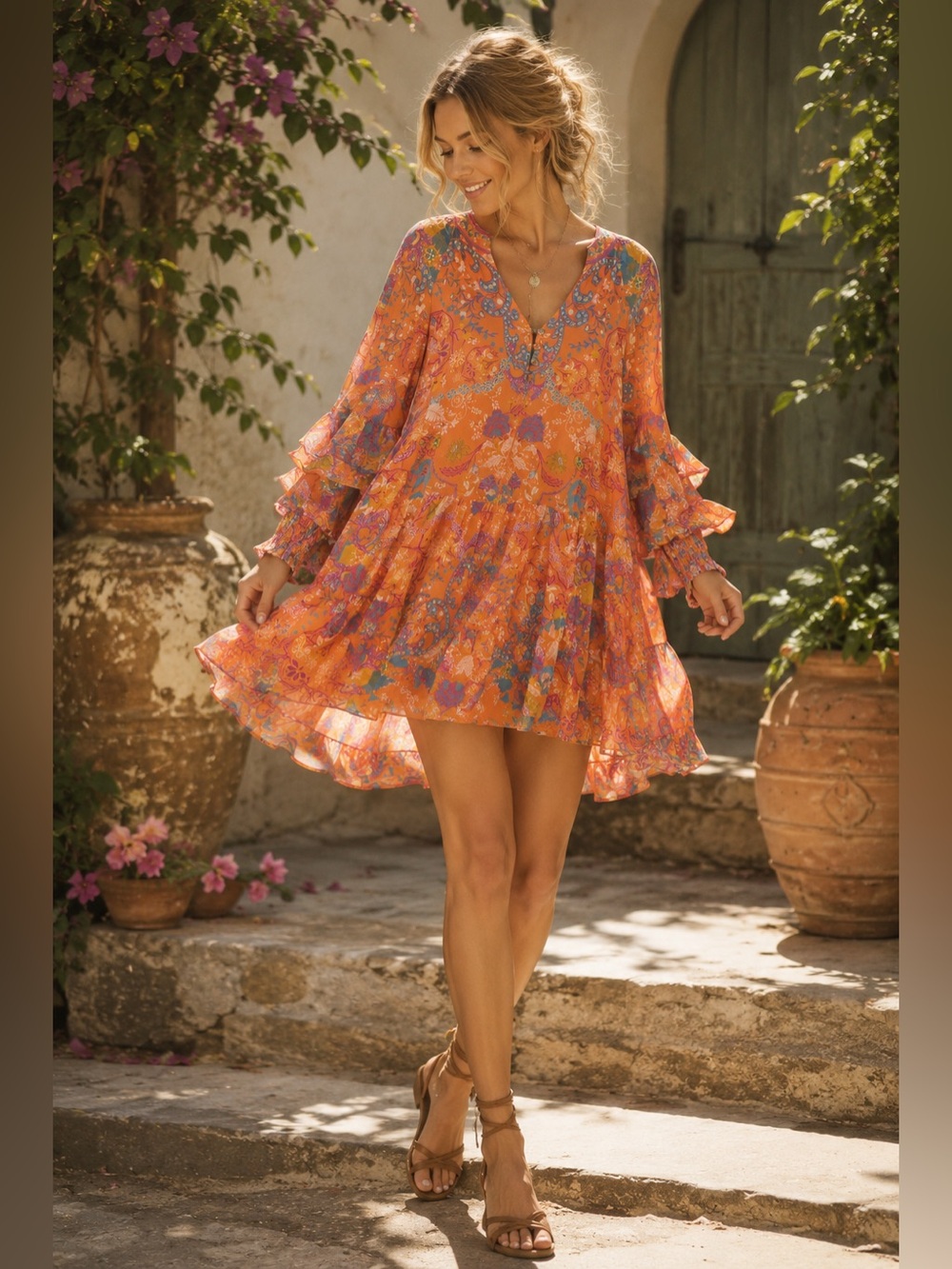 Hale Bob✨Nina Paisley Chiffon Mini Dress